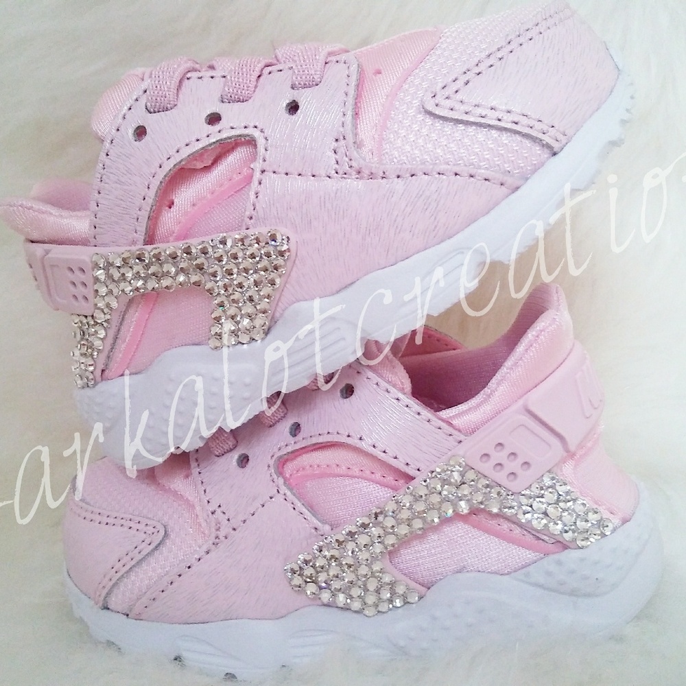 Bling nike huarache baby pink new
